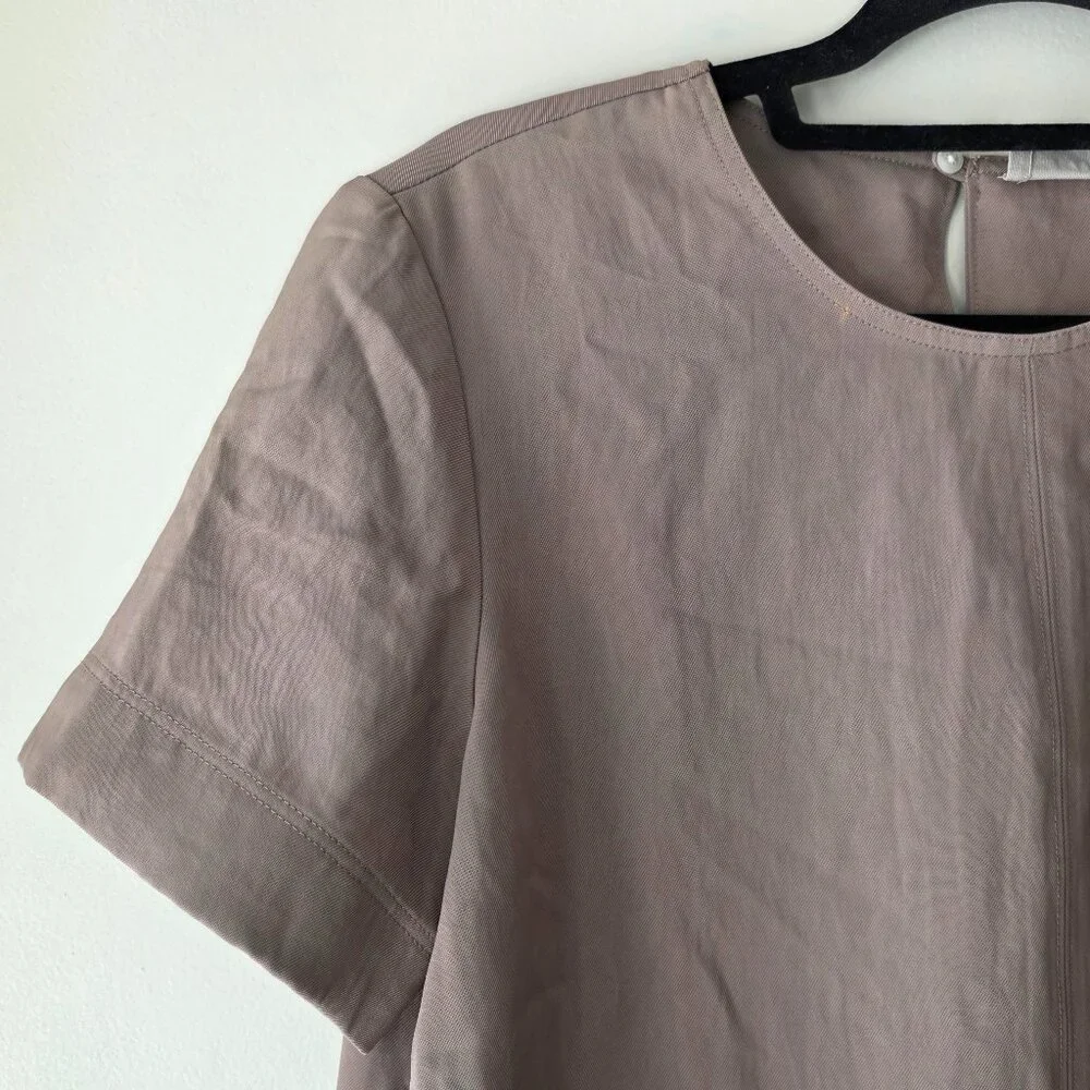 EVERLANE Drapey T-Shirt Blouse | Size 6 | Dark Taupe / Clay Short Sleeves - Picture 2 of 8
